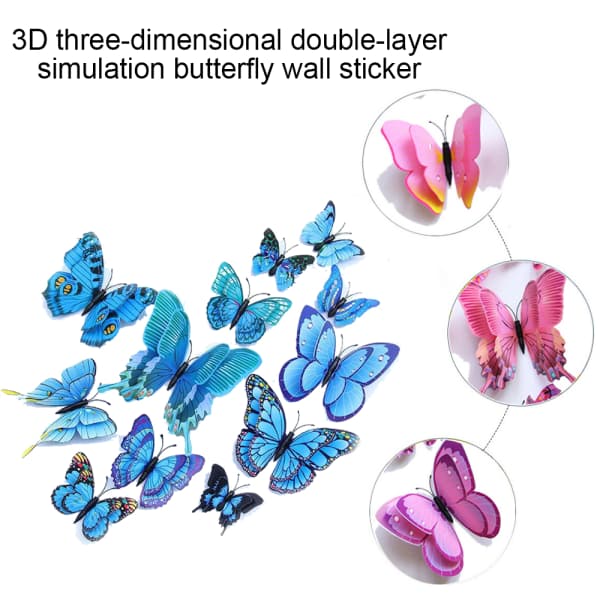 3D Kolmiulotteinen Kaksikerroksinen Simuloitu Perhonen Luova 12 Sininen