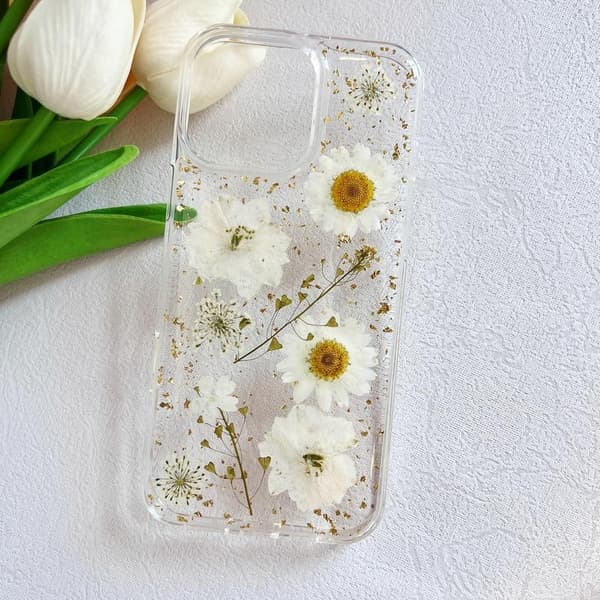 Blomdesign Glitter Klar Blødt TPU-cover Kompatibelt med iPhone 16 Pro Max[JUN]