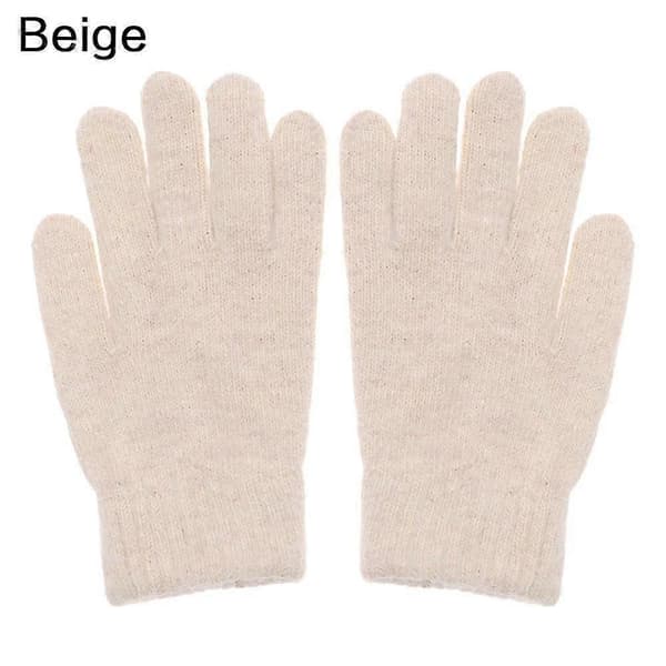 Elastiska helfingerhandskar Varma tjocka cykelhandskar Körhandskar Mode Kvinnor Män Vintervarma stickade ullhandskar Utomhushandskar White 2pair