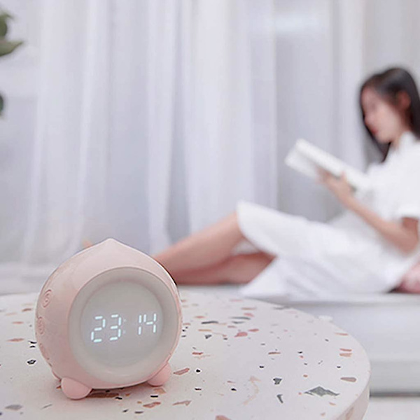 Soluppgångssimulator med digital väckarklocka för med LED-ljus, rosa