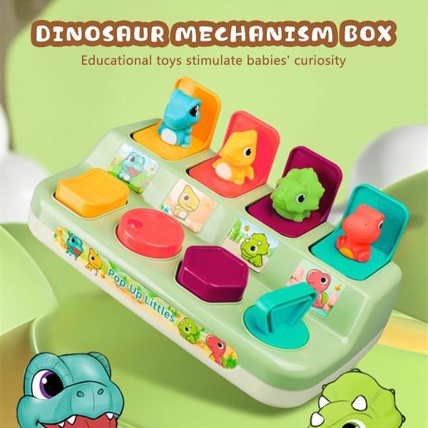 Söta dinosaurier pop-up baby leksaker interaktiva switchbox knapplåda baby pedagogiska leksaker för barn pedagogiska gåvor