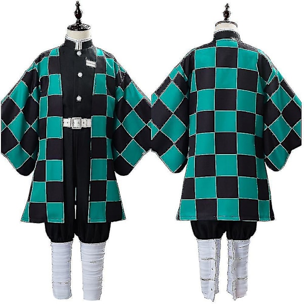 Aikuisten ja lasten anime-demonitappaja Mutsuki No Eight Leaves God Ado Tanjiro Cosplay-asu Kimono Viitta Setti Halloween