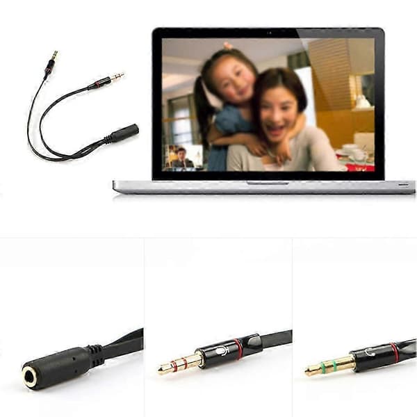 25-26 3,5 mm Stereo Audio Hun til 2 Han Headset Mikrofon Y Splitter Kabel Adapter
