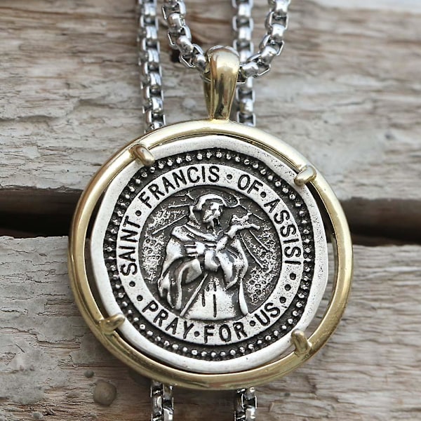 Herre katolsk halsband Saint Francis of Assisi kyrka bär medaljform kors religiösa smycken Dropships