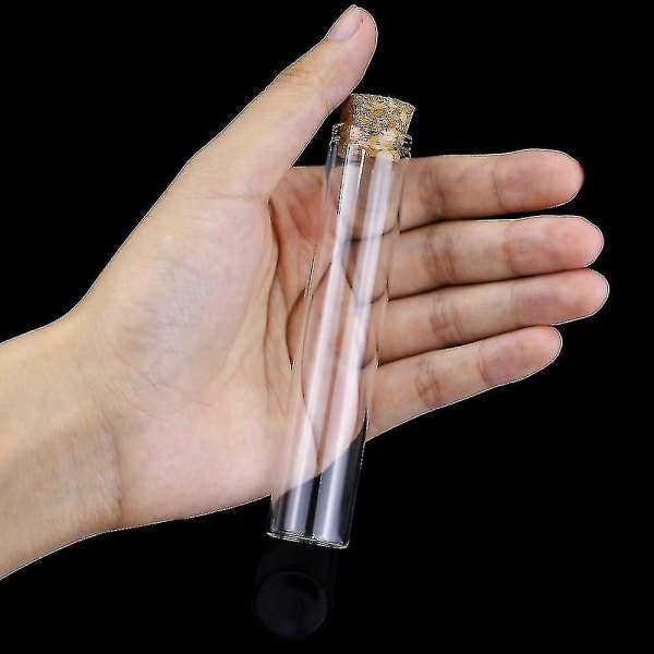 30 stk 25 ml glassreagensrør, 20 x 100 mm klare flate reagensrør med korkpropp for vitenskapelige eksperimenter