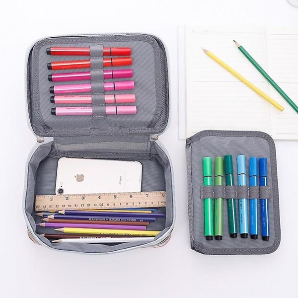 Farvet blyanthus - blyantholder Pentaske med stor kapacitet blyantholder med håndtagsrem Handy farveblyantæske shape3