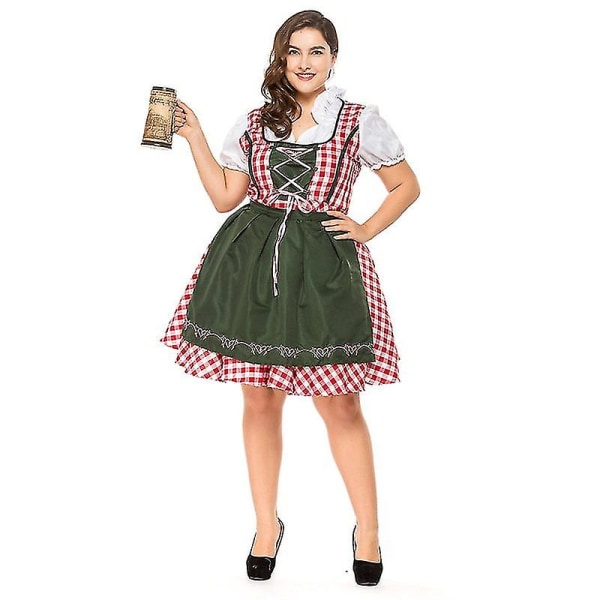 S-6xl Voksne Kvinder Traditionelt Oktoberfest Kostume Ølpige Uniform tysk bayersk ølpige Dirndl Dress Up