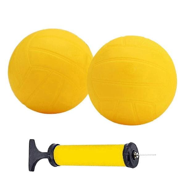 Spike erstatningsbolde Mini volleyball stærke bløde gule Roundnet spillebolde med luftpumpe til pool, græsplæne, strand, baghave 5 Inch 2pcs
