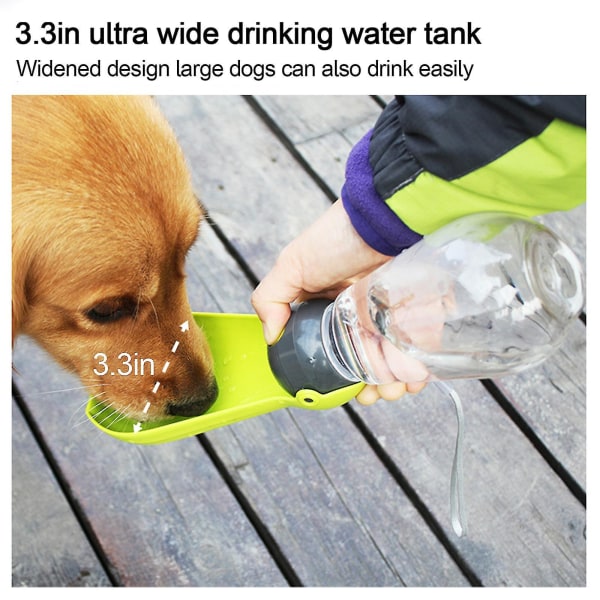 Taitettava koiran vesipullo Kannettava taskujuomakulho Matkajuoma 380ml green