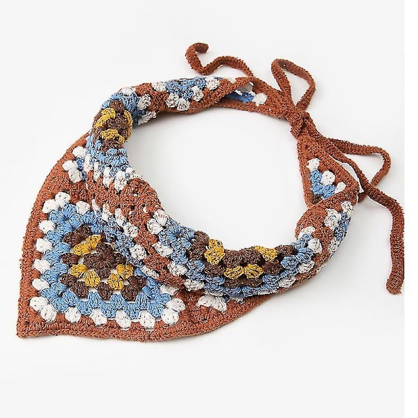 Heklet bandana, mote pannebånd, kreativ heklet bomullsstropp hodeplagg trekantpose pannebånd(2stk)