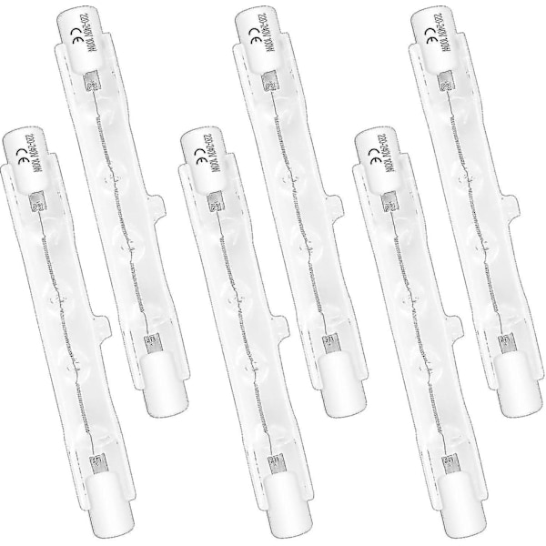 6 kpl Halogeeni Lamppu R7s 78mm 100w 230v, Himmennettävä Halogeeni Putki Lamppu, Lämmin Valkoinen 2700k, 1500lm, Lineaarinen Halogeeni Spottivalo, Maisemavalaistukseen, Wor