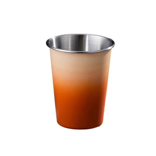 Rustfrit Stål Campingkop Gradient Udendørs Rejsekrus Orange 330ml