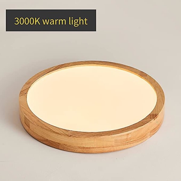 30cm Log LED Ultra-tynd Massiv Træloftlampe Warm White