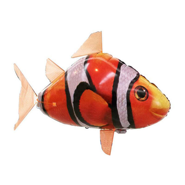 Oppblåsbar flygende hai, fjernkontrollert luftskip fisk leketøy helium ballong gaver til barn, festdekor Clownfish