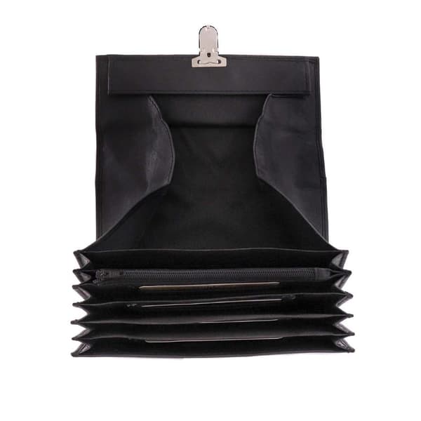 Suuri nahkalompakko vasikannahkaa Musta Black one size