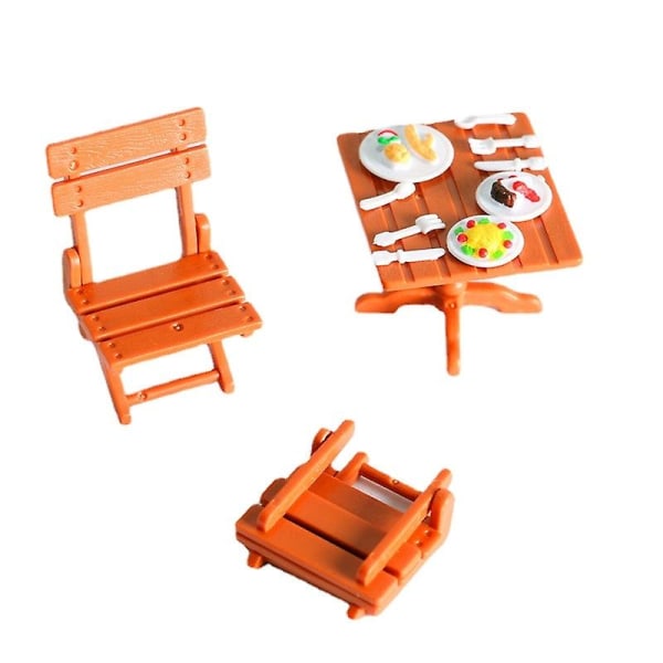 Miniatyrmøbler Leketøy Dukkehus DIY-dekorasjonstilbehør Mini firkantet spisebord og stol