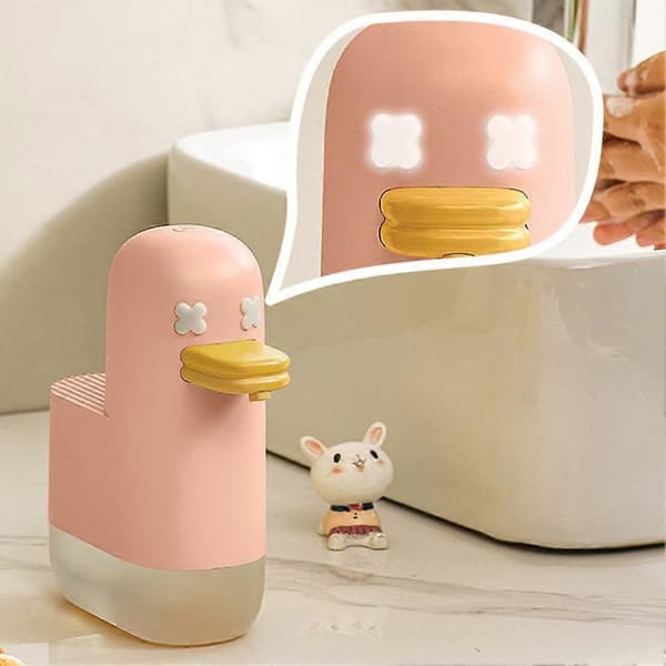 Automatisk sæbedispenser, USB genopladelig, skumsæbedispenser, berøringsfri sensor, børnevaskemaskine Pink