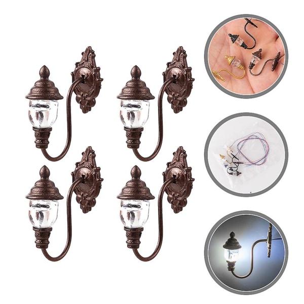 4 stk Mini Vegglampe Sandbord Dekorativ Lampe DIY Sandbord Dekorasjon