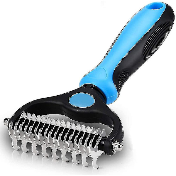 2 i 1 kæledyrs plejeværktøj Dematting kam til hunde og katte 2 sidet underuld rive Deshedding værktøj