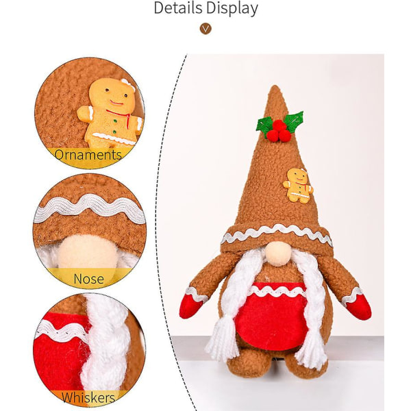 Pepparkaksgubbe Nisse Plysch Juldocka, 2 st Plysch Nordisk Nisse Dekoration, Samlarobjekt Nordisk Tomatformad Svensk Dockprydnad.