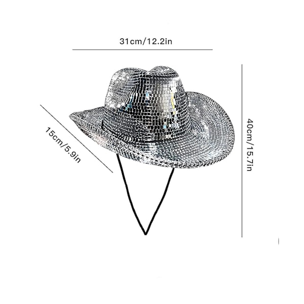 Disco Ball Cowboyhatt, Speilball Cowboyhatt, Bachelorette Bachelor Partyhatt