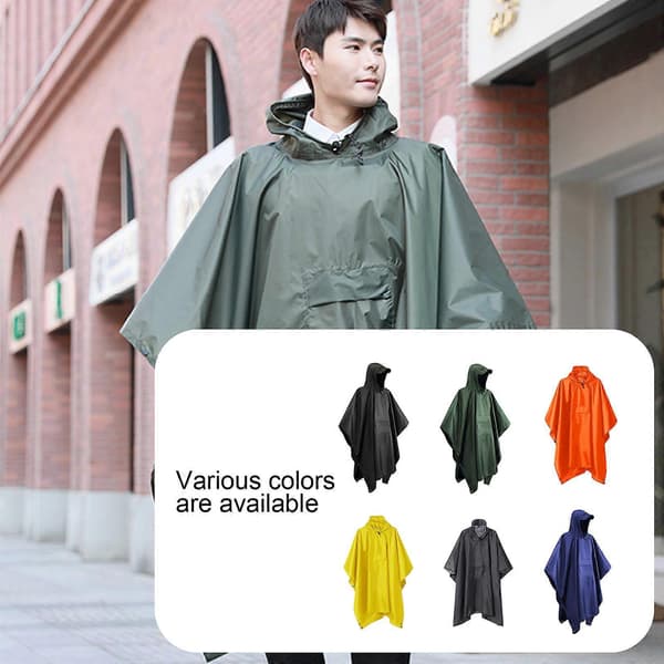 Regnkappe 3 i 1 hette regnponcho multifunksjonell regnfrakk poncho regnponcho voksen Yellow