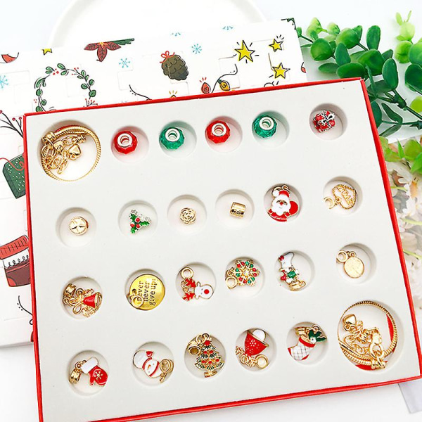 24st Halsband Hänge Jul Nedräkning Kalender Blind Box Armband presentförpackning Multicolor