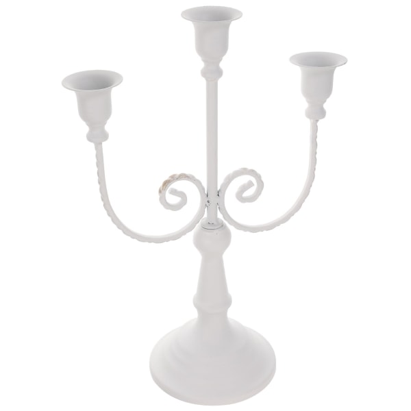 Jernkunst Candelabrum Avtakbar Lysestake Europeisk Stil 3-armet Lysestake White 20x10.5x30cm