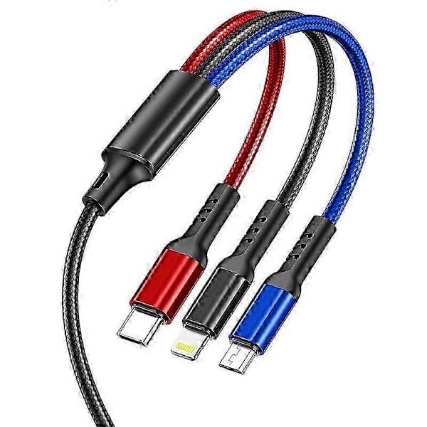 awei CL-971 3 i 1 1,2 m 2,4 A USB til 8 Pin + Micro USB + USB-C / Type-C Multi Opladerkabel
