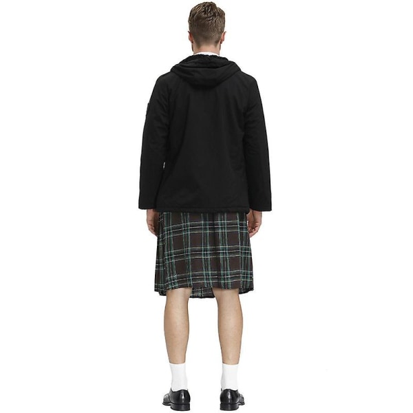 Irländsk rutig grön kilt - skotsk St Patrick's grön plisserad kostym tartan kjol kilts kläder för män och kvinnor brown XL