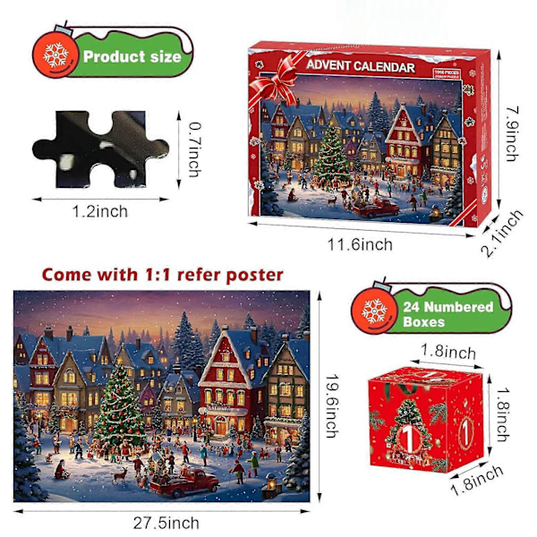 2024 Adventskalender Børne- og Voksenpuslespil Multi-color