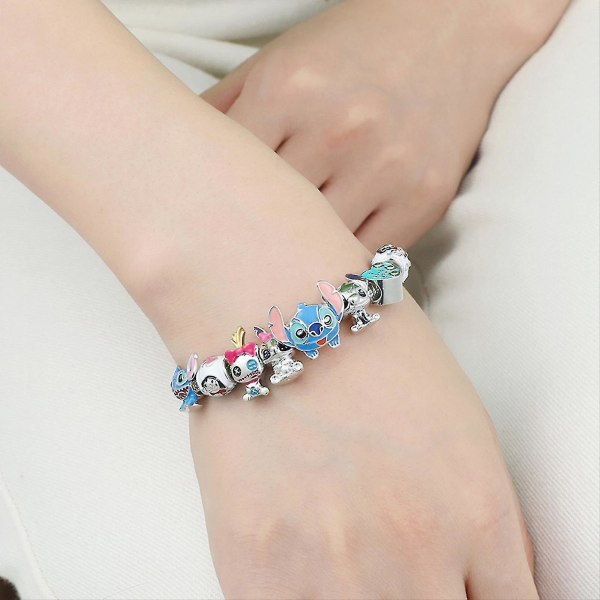 Charm Armbånd Lilo Og Stitch Smykker Til Kvinder Børn Jeg Elsker Dig Armbånd Bedste Ven Gave - Blå Multicolor 7.48In