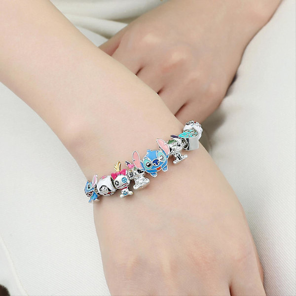 Charm-rannekoru Lilo ja Stitch -korut naisille ja lapsille I Love You -rannekoru Ystävänpäivälahja - Sininen Multicolor 7.48In