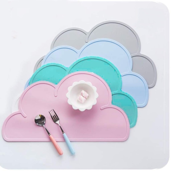 Table mat, 4 pcs silicone coasters for children, cloud shape, non-slip, SHMSHNG, (4 pcs)