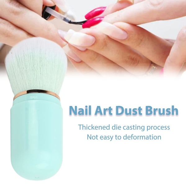 Nageldammborste, Infällbar Ergonomisk Syntetisk Fiber Nagelkonst Dammborste För Rouge För Manikyr (grön)