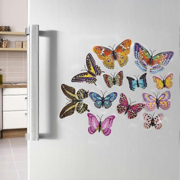 12 st 3D PVC DIY Magnet Väggdekaler Konstdekal för Hem Sovrum Kylskåpsdekor