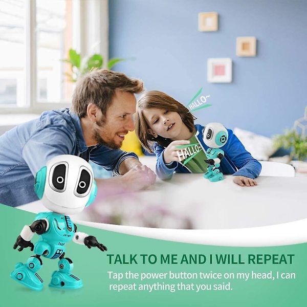 Genopladelige talende robotlegetøj til børn - Metalrobot-sæt med lyd og berøringsfølsomme LED-øjne Fleksibel krop, interaktivt pædagogisk gavelegetøj til