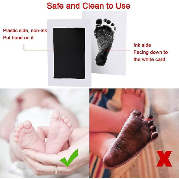 Baby-håndavtrykk- og fotavtrykksett, 4 baby-håndavtrykksblekkputer med ren berøring