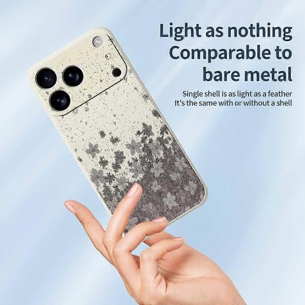 Deksel til iPhone 17 Pro Max, grått blomstermønster, rett kant, TPU-bakdeksel Multicolor Beige