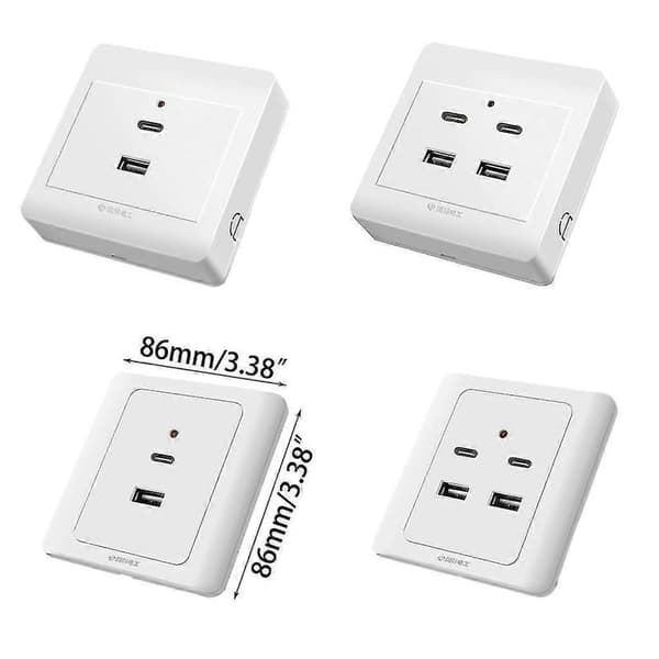 Usb-seinäpistorasiat Typec Usb-seinälaturi Pistorasia 18w 220v Usb-pistorasiat 2 surfaces mounted