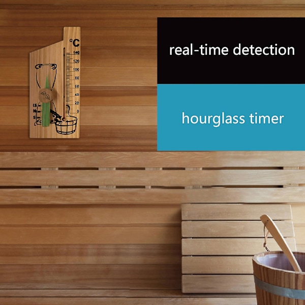2 I 1 Sauna Termometer Sand Timer Timeglas Træ Termometer Temp Måler