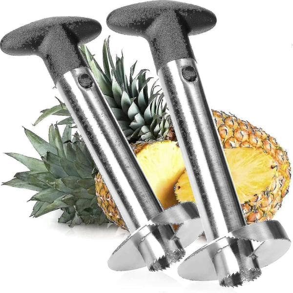 2x 3-i-1 Ananas skjærer - Skrelling, uthuling, kutting, rustfritt stål