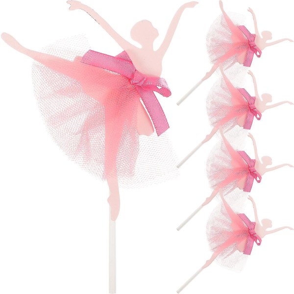 5 stk Ballerina Jenter Cupcake Topper Kakedekorasjon Til Bryllup Brude Dusj Bursdagsfest (rød)