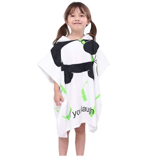 Barn Hooded Handduk Bomull Hooded Bad/strand Poncho Panda