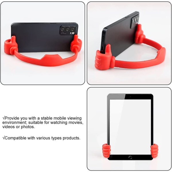 6 styks Thumbs Up-telefonholdere, Thumbs Up-mobiltelefonholder, Universal Justerbar Fleksibel Silikone Tablet Holder Til Desktop Smartphone