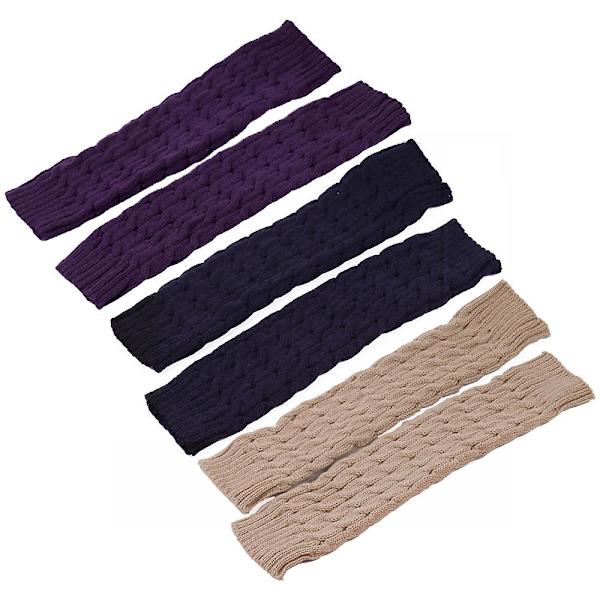 Jalkalämmittimet, kaapeli, jalkattomat sukat, talvi, korkeat jalkalämmittimet naisille ja tytöille Dark beige*purple
