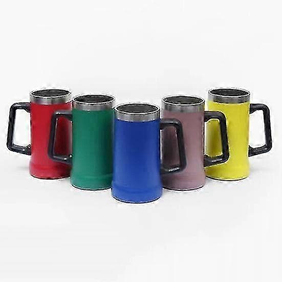 700ML Dobbeltvægget Isoleret Ølkrus i Rustfrit Stål, Varme og Kolde Drikke, Brudsikkert Design, Pink pink