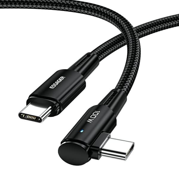 ESSAGER 3m 100W PD USB-C - USB-C Kulmalatauskaapeli Musta size 81
