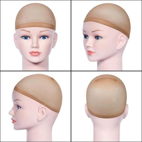 Parykkhetter, 8 stk. Elastisk nylonstrømpe Parykkhette Ultratynn, Unisex Parykkhette for å holde parykken på plass for kvinner og menn, Pustende parykknetthette Beige+black 4