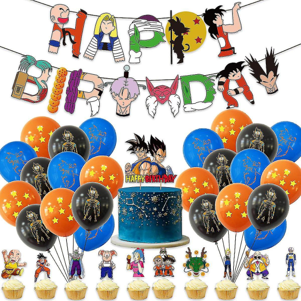 Dragon Balls Tillykke med fødselsdagen Ballonsæt Latexballoner Festdekorationssæt Qq-1527